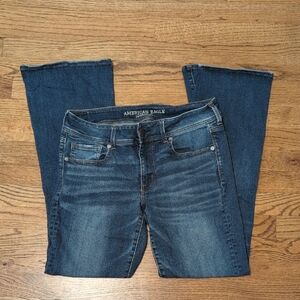 American Eagle Outfitters Women's Dark Blue Kick Boot Stretch Jeans